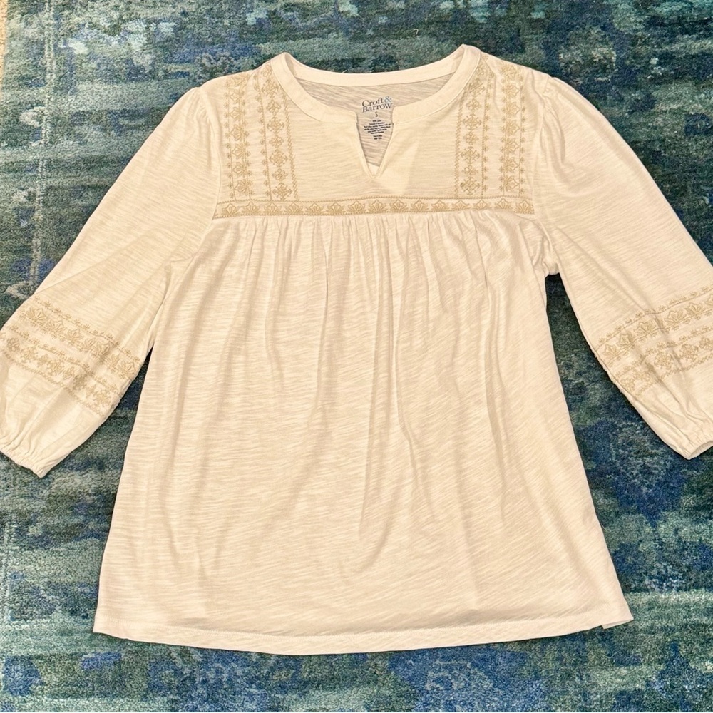 Croft & Barrow Cream Blouse - Picture 6 of 10